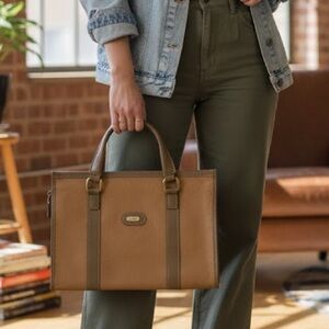 Pierre Cardin Vintage Tan Briefcase Bag Purse